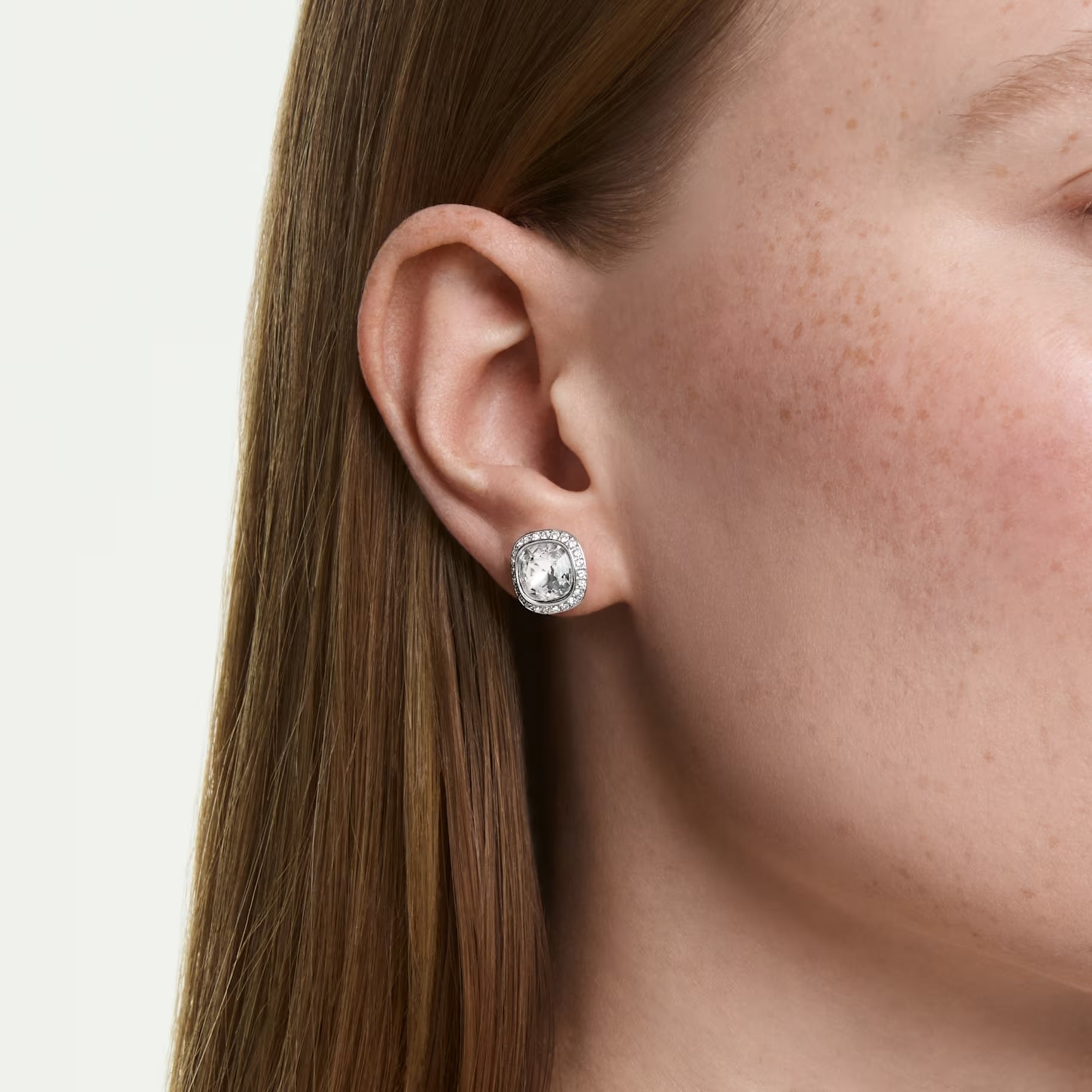 Una Angelic Cushion-Cut Earrings (White, Rhodium Plated) 5754342