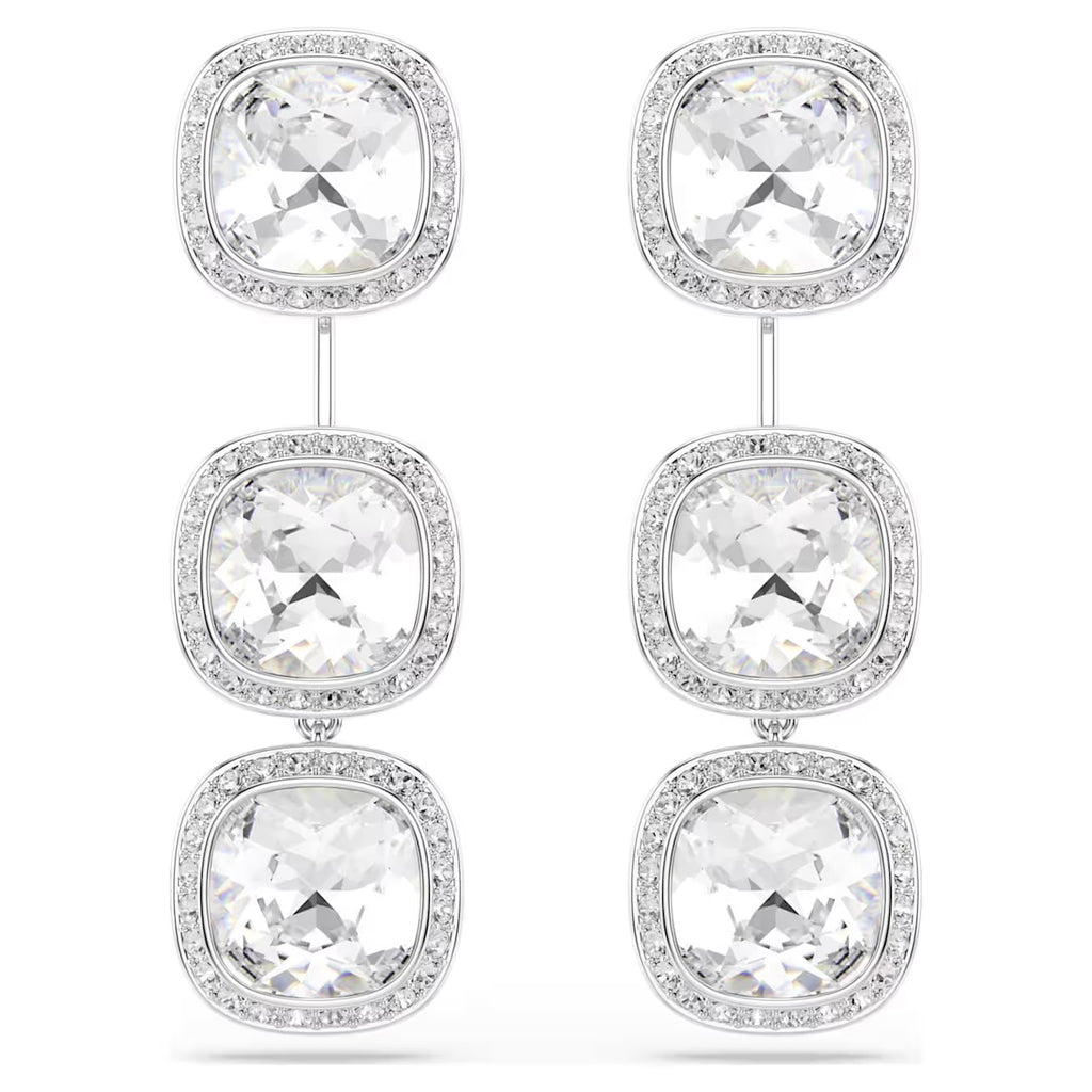 Una Angelic Cushion-Cut Earrings (White, Rhodium Plated) 5754342