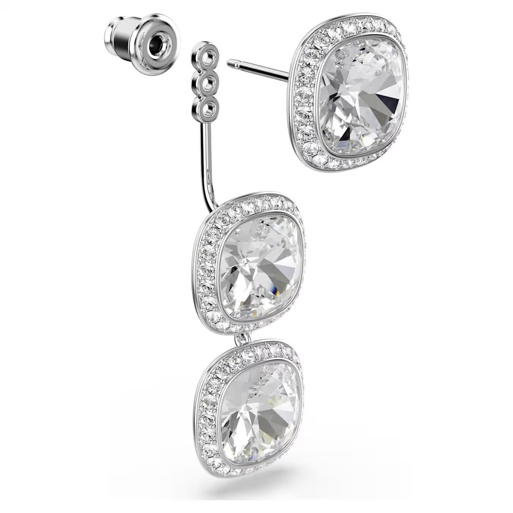 Una Angelic Cushion-Cut Earrings (White, Rhodium Plated) 5754342