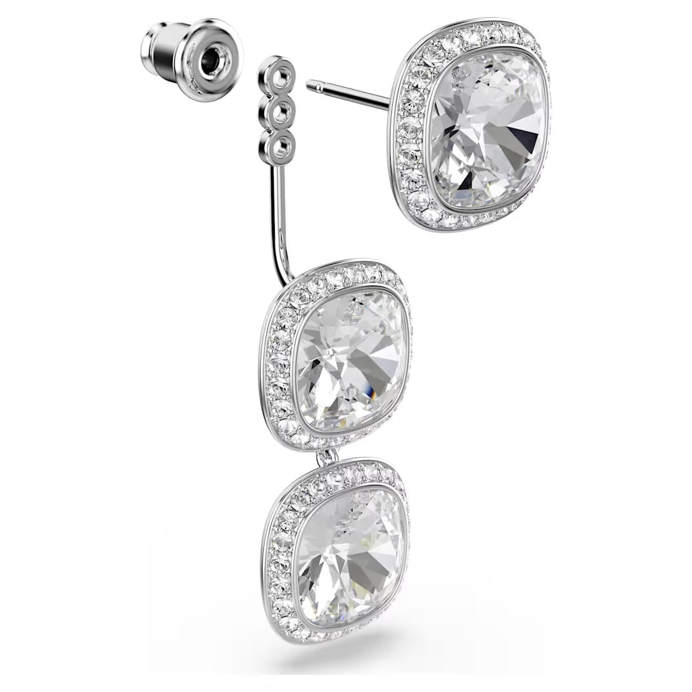 Una Angelic Cushion-Cut Earrings (White, Rhodium Plated) 5754342