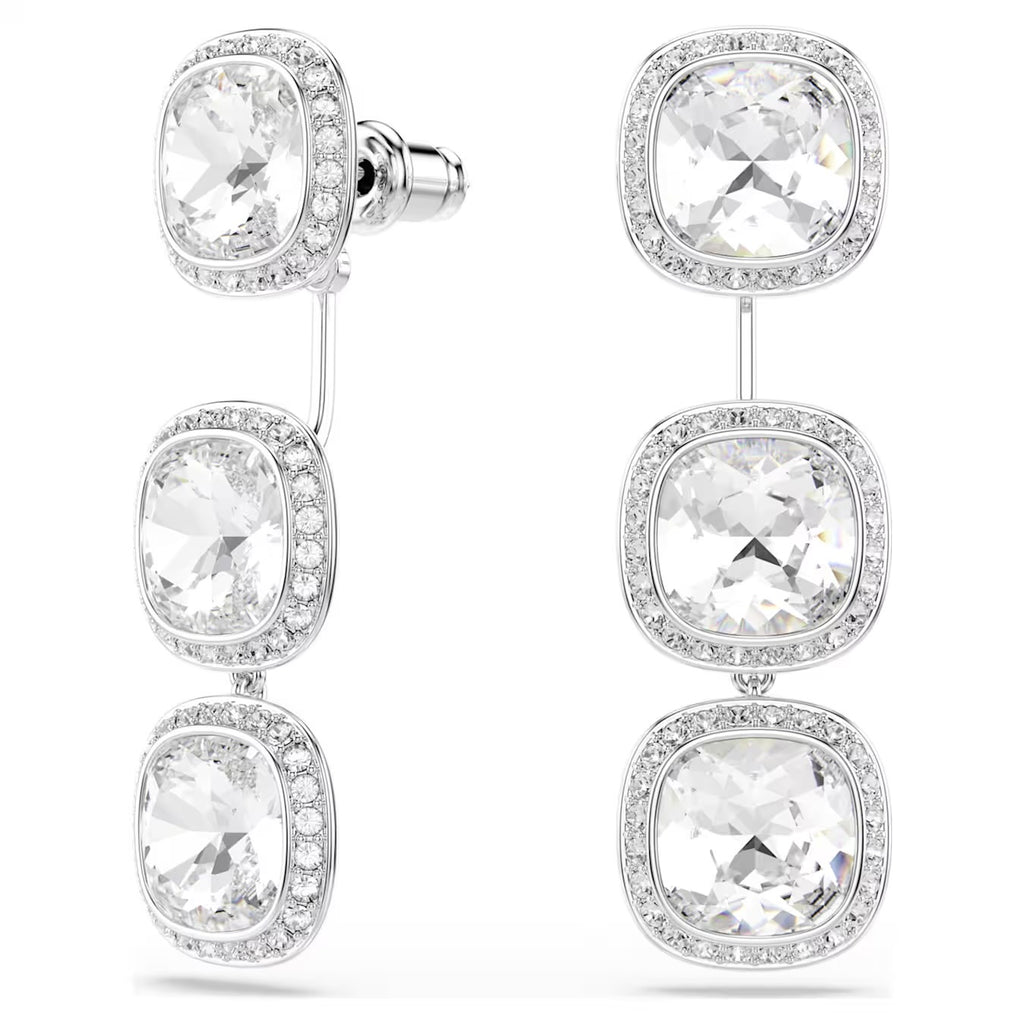 Una Angelic Cushion-Cut Earrings (White, Rhodium Plated) 5754342