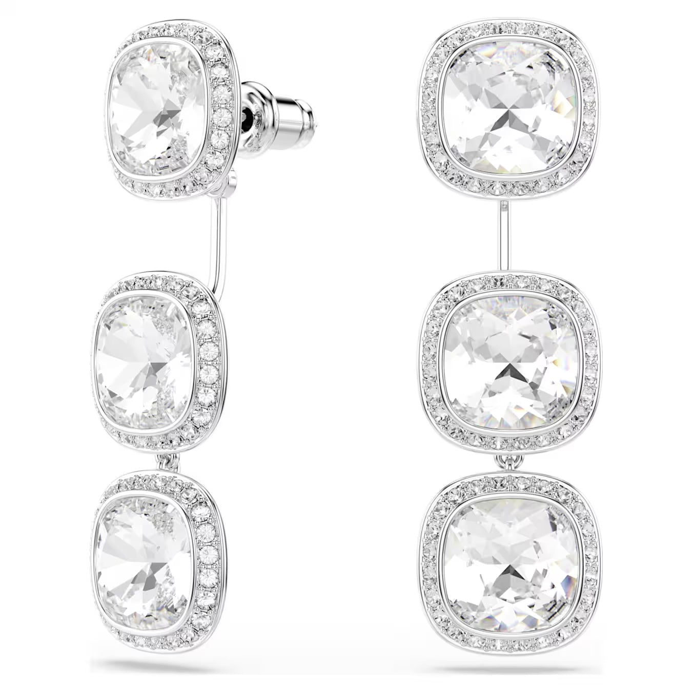 Una Angelic Cushion-Cut Earrings (White, Rhodium Plated) 5754342
