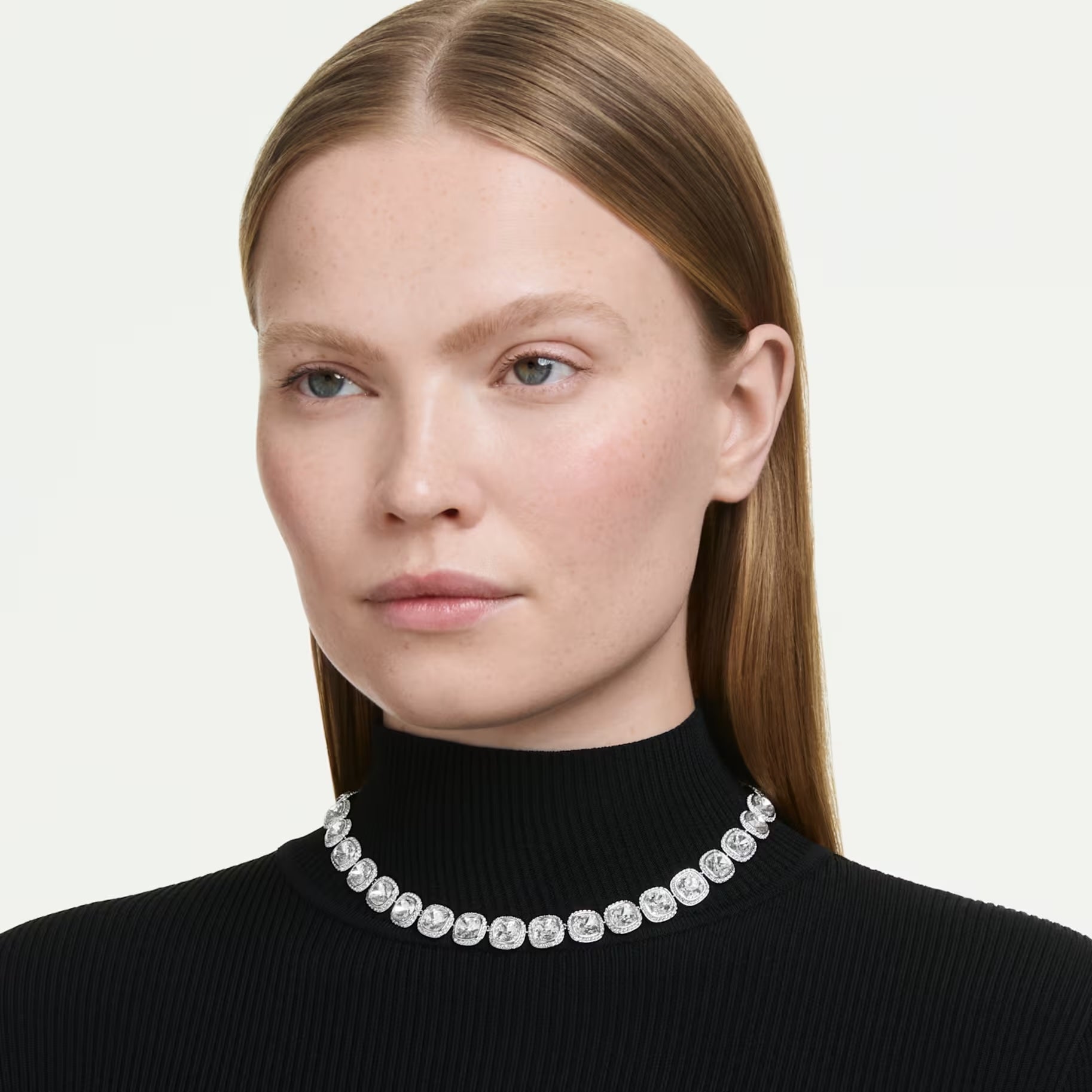 Una Angelic Cushion Necklace (White, Rhodium Plated) 5751326