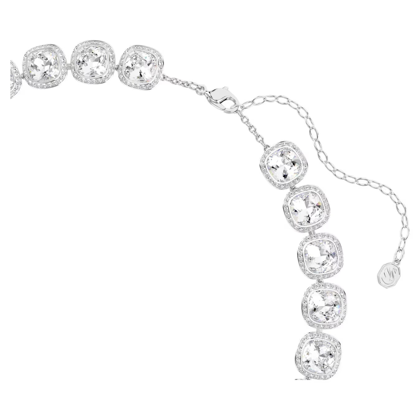 Una Angelic Cushion Necklace (White, Rhodium Plated) 5751326