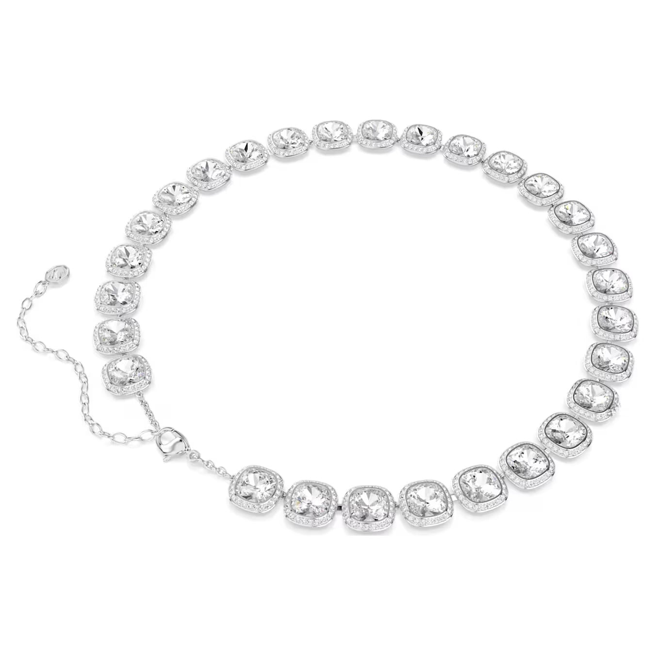 Una Angelic Cushion Necklace (White, Rhodium Plated) 5751326
