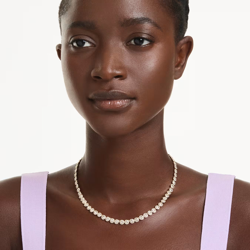 Una Angelic necklace Round cut, Small, White, Gold-tone plated 5751560