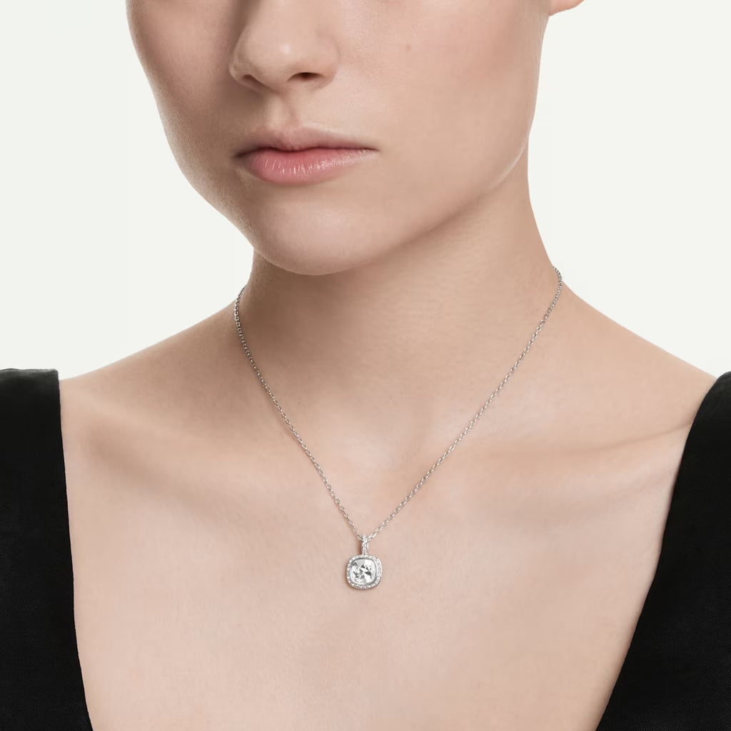 Una Angelic Pendant Necklace (Cushion Cut, White, Rhodium Plated) 5754340