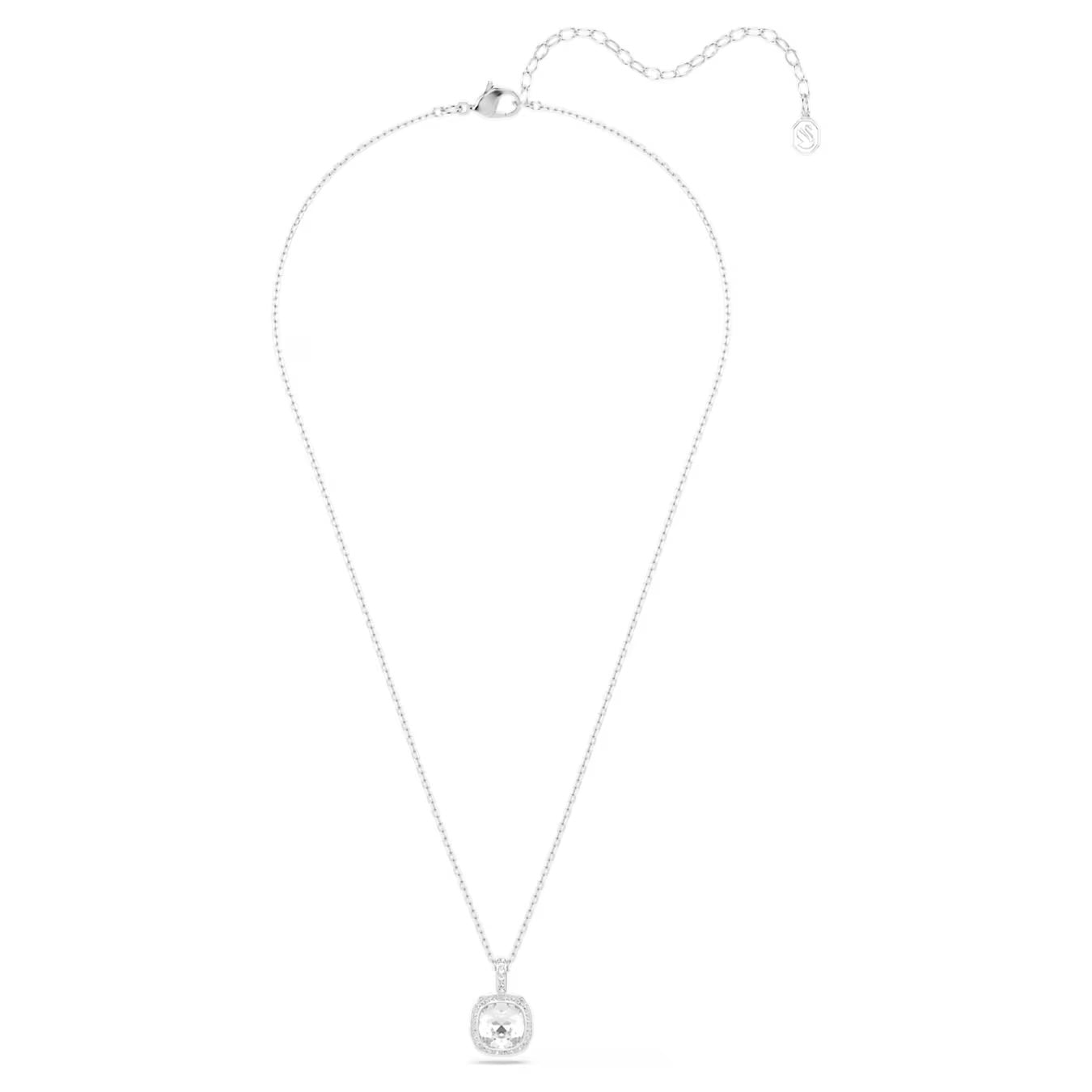 Una Angelic Pendant Necklace (Cushion Cut, White, Rhodium Plated) 5754340