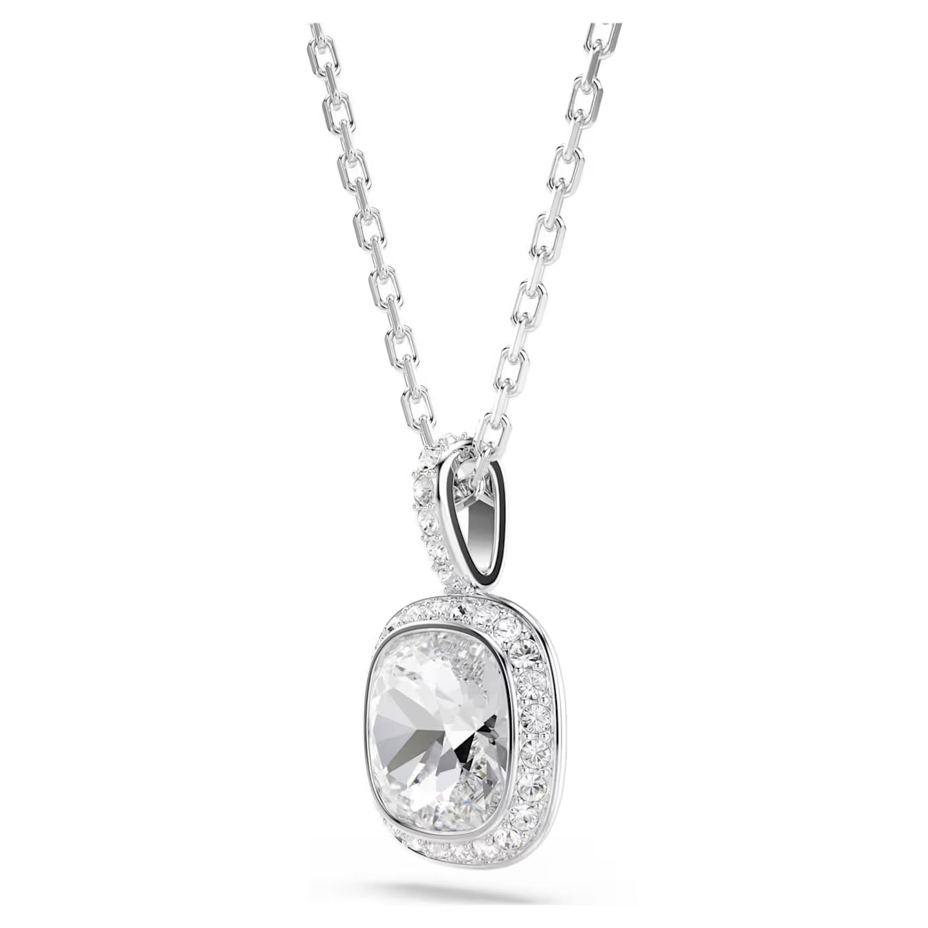Una Angelic Pendant Necklace (Cushion Cut, White, Rhodium Plated) 5754340