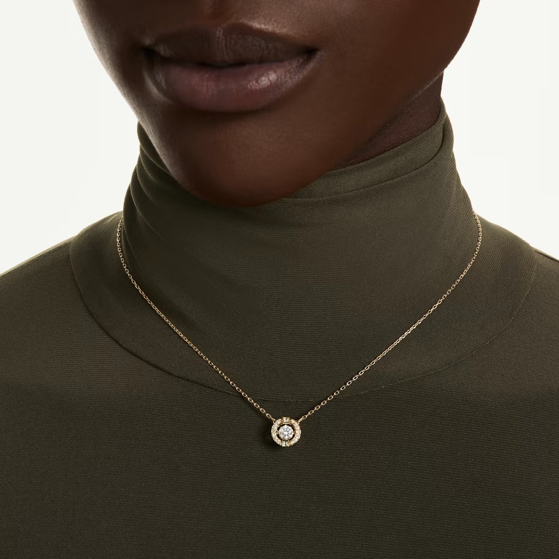 Una Angelic Pendant Necklace (Mixed Cuts, White, 18K Gold Finish). 5758061