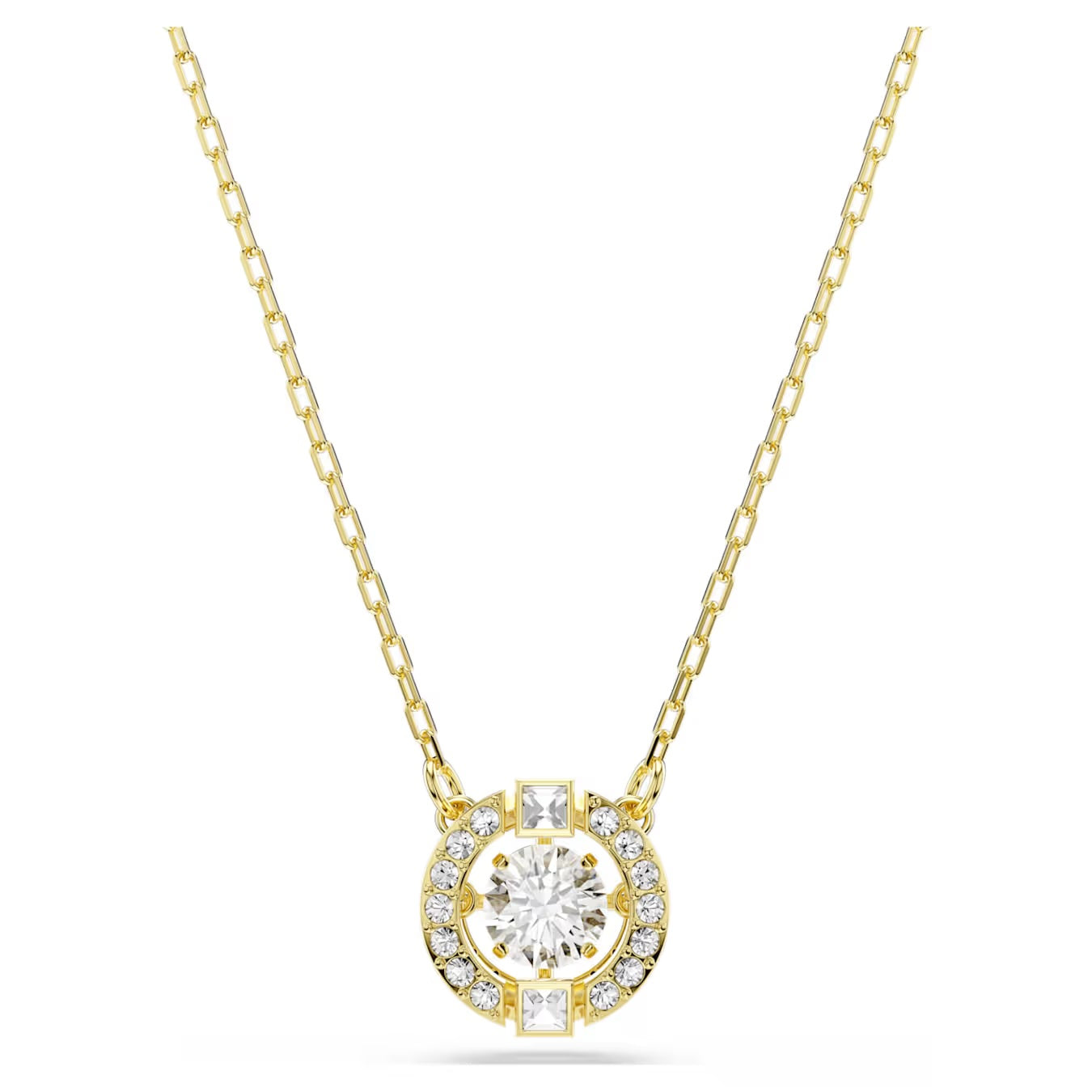 Una Angelic Pendant Necklace (Mixed Cuts, White, 18K Gold Finish). 5758061