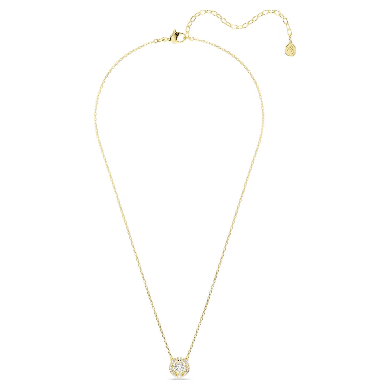 Una Angelic Pendant Necklace (Mixed Cuts, White, 18K Gold Finish). 5758061