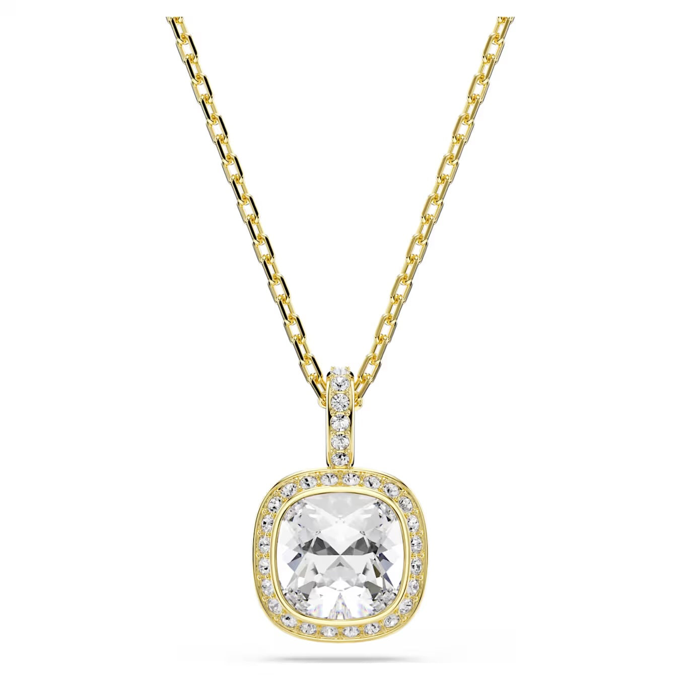 Una Angelic Pendant Necklace (Cushion Cut, White, 18K Gold Finish) 5764761