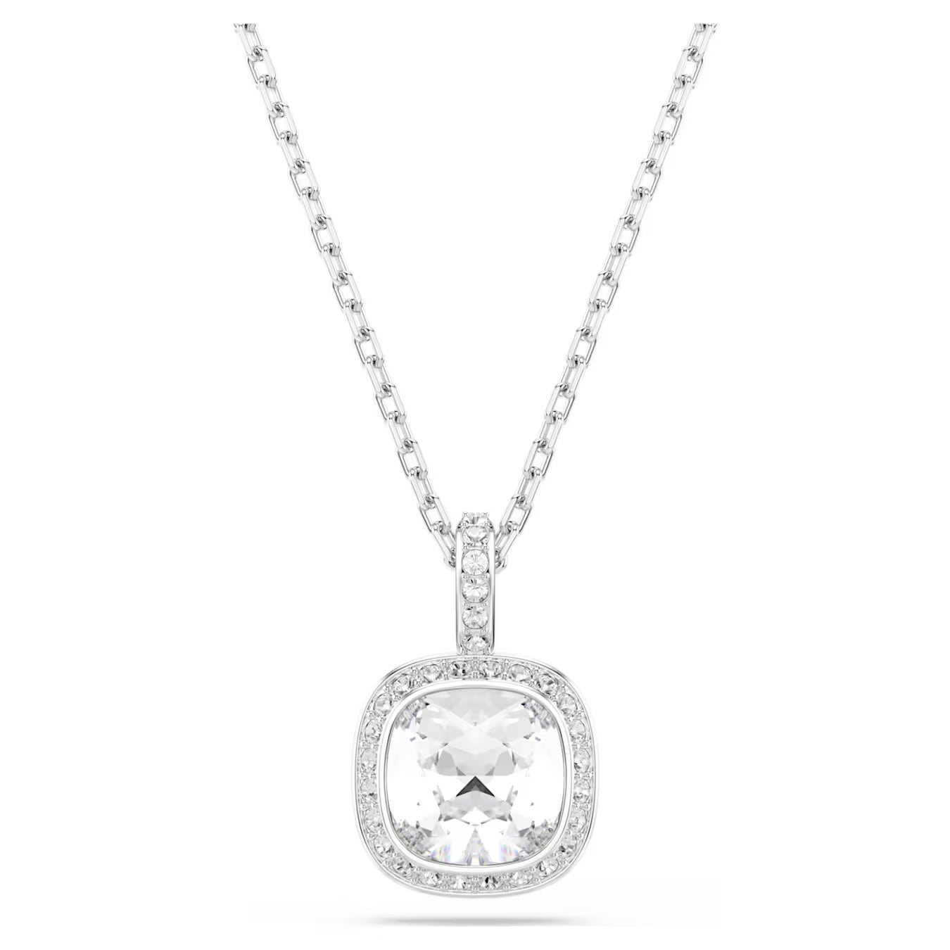 Una Angelic Pendant Necklace (Cushion Cut, White, Rhodium Plated) 5754340