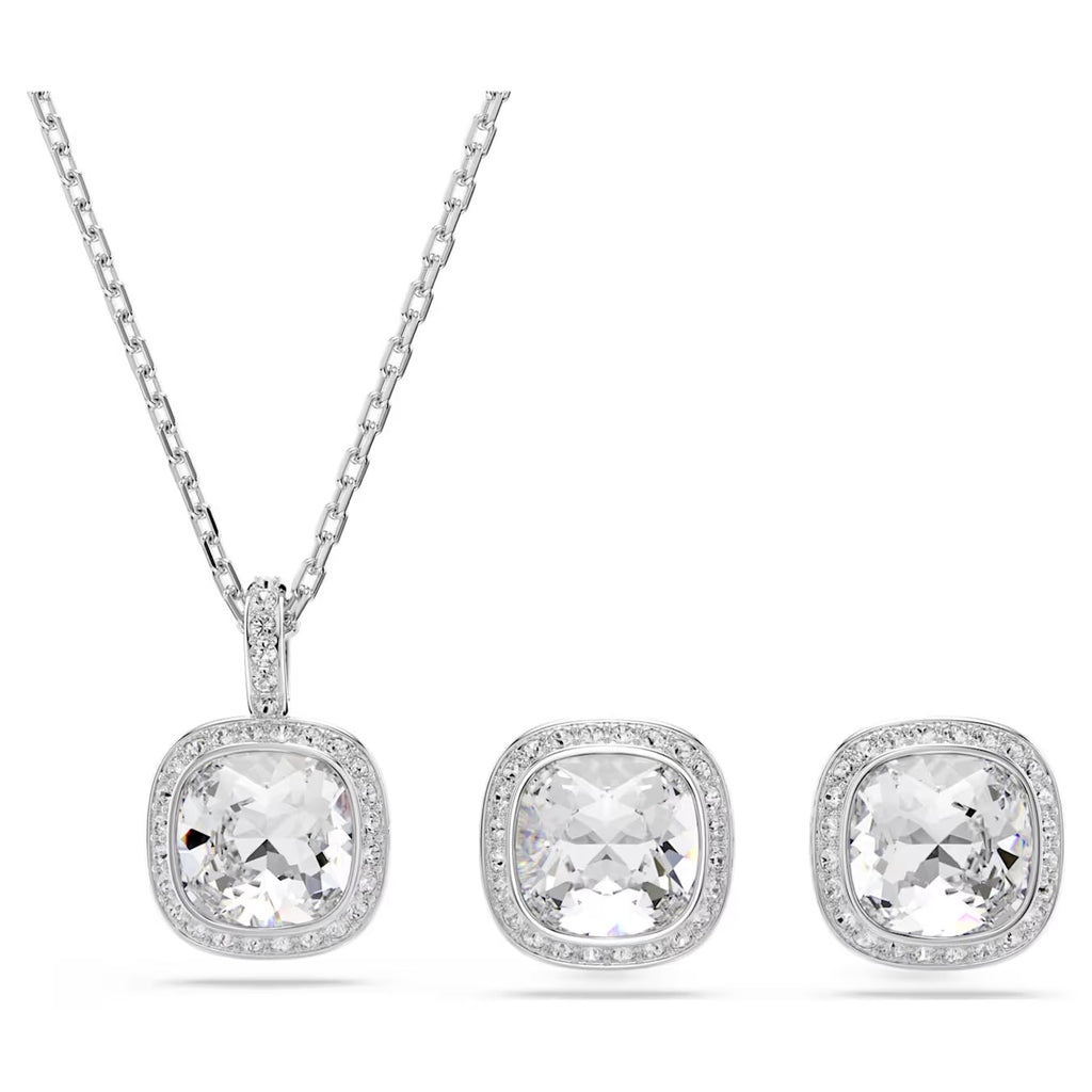 Una Angelic Cushion-Cut Jewelry Set (White, Rhodium Plated) 5754343