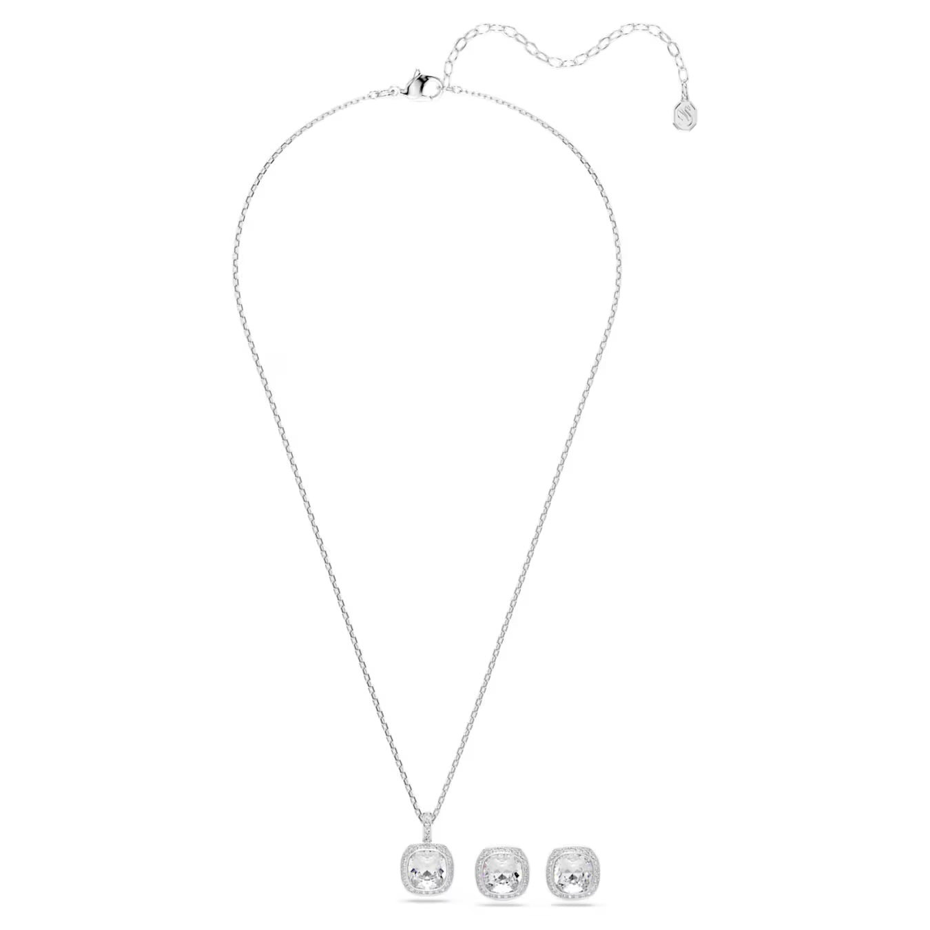 Una Angelic Cushion-Cut Jewelry Set (White, Rhodium Plated) 5754343