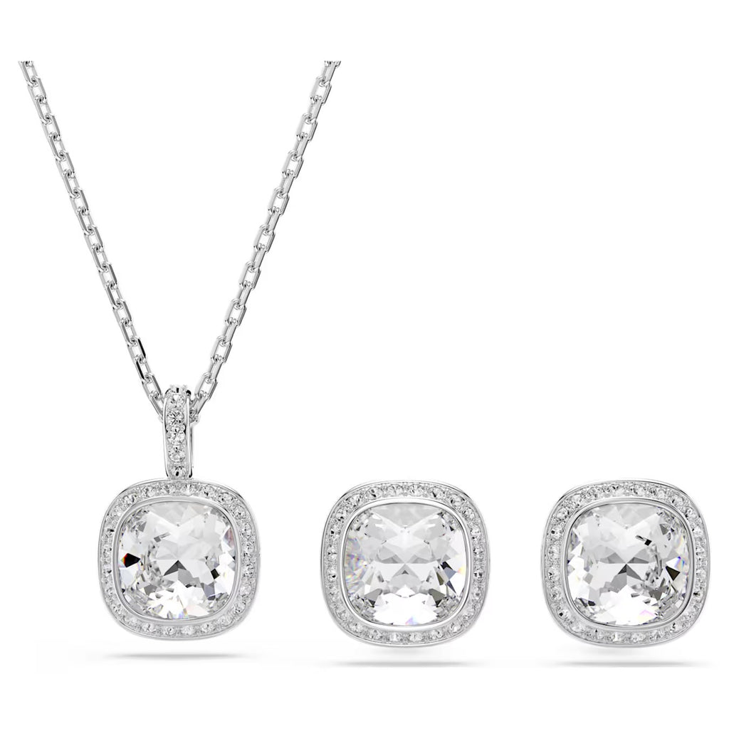 Una Angelic Cushion-Cut Jewelry Set (White, Rhodium Plated) 5754343