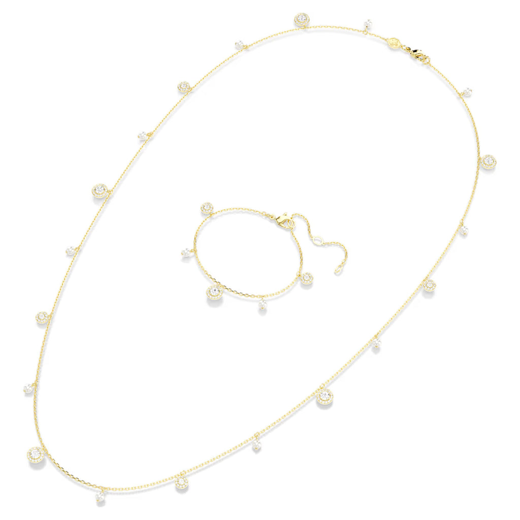 Una Angelic strandage Crystal pearl, Round cut, White, Gold-tone plated 5742380