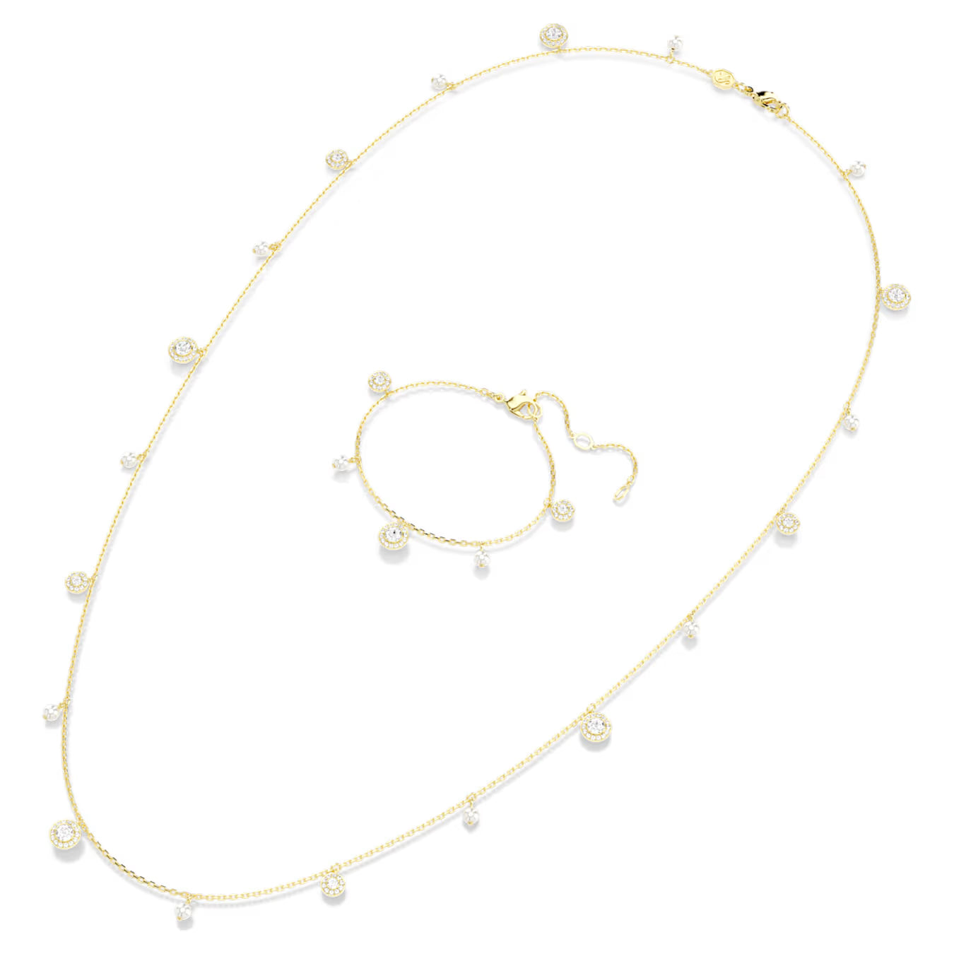 Una Angelic strandage Crystal pearl, Round cut, White, Gold-tone plated 5742380