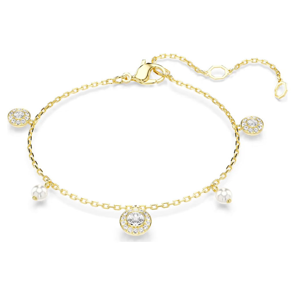 Una Angelic strandage Crystal pearl, Round cut, White, Gold-tone plated 5742380
