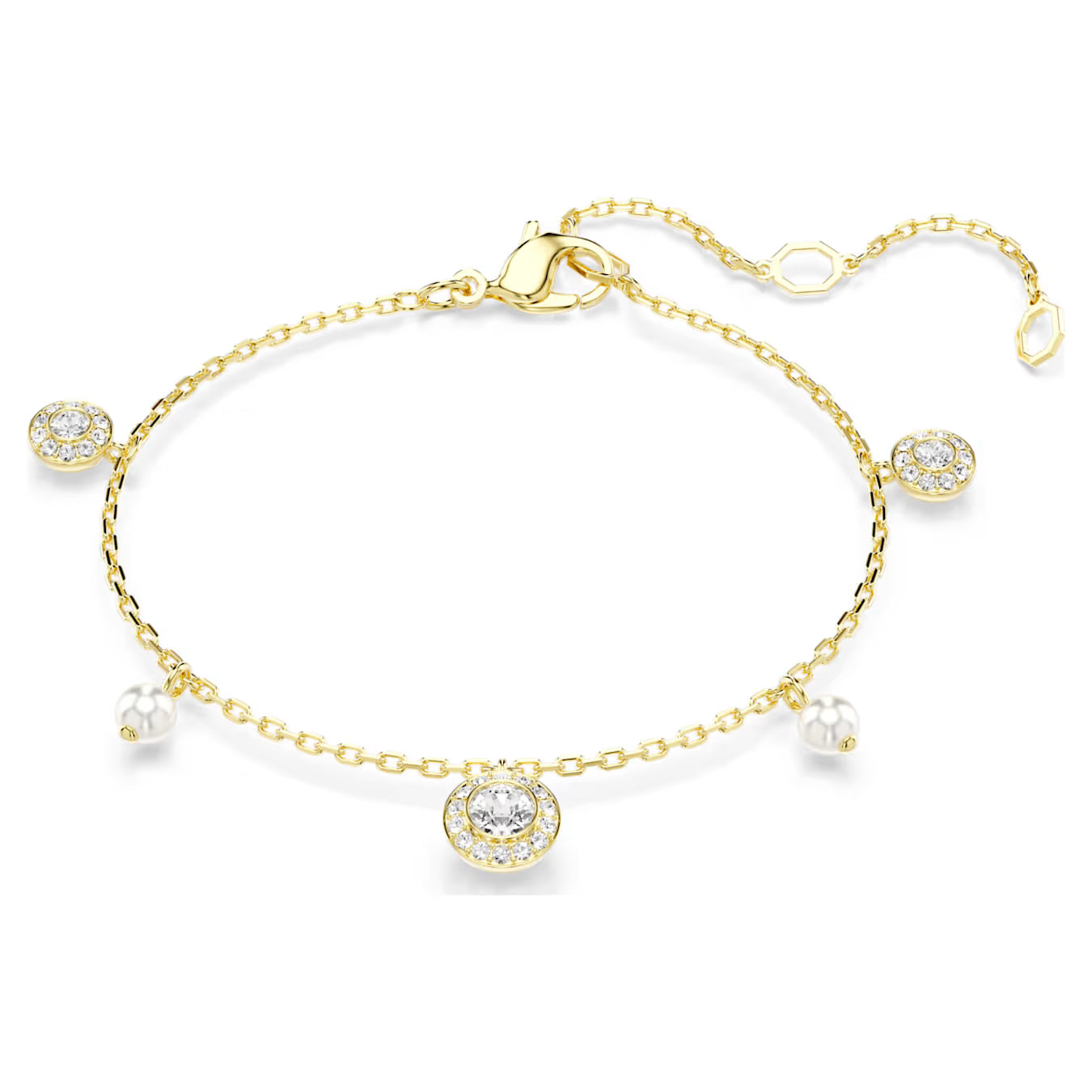 Una Angelic strandage Crystal pearl, Round cut, White, Gold-tone plated 5742380