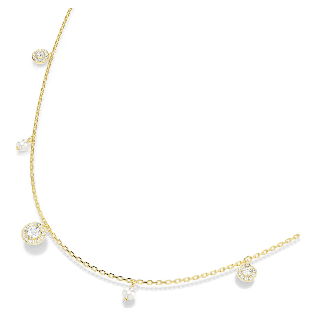Una Angelic strandage Crystal pearl, Round cut, White, Gold-tone plated 5742380