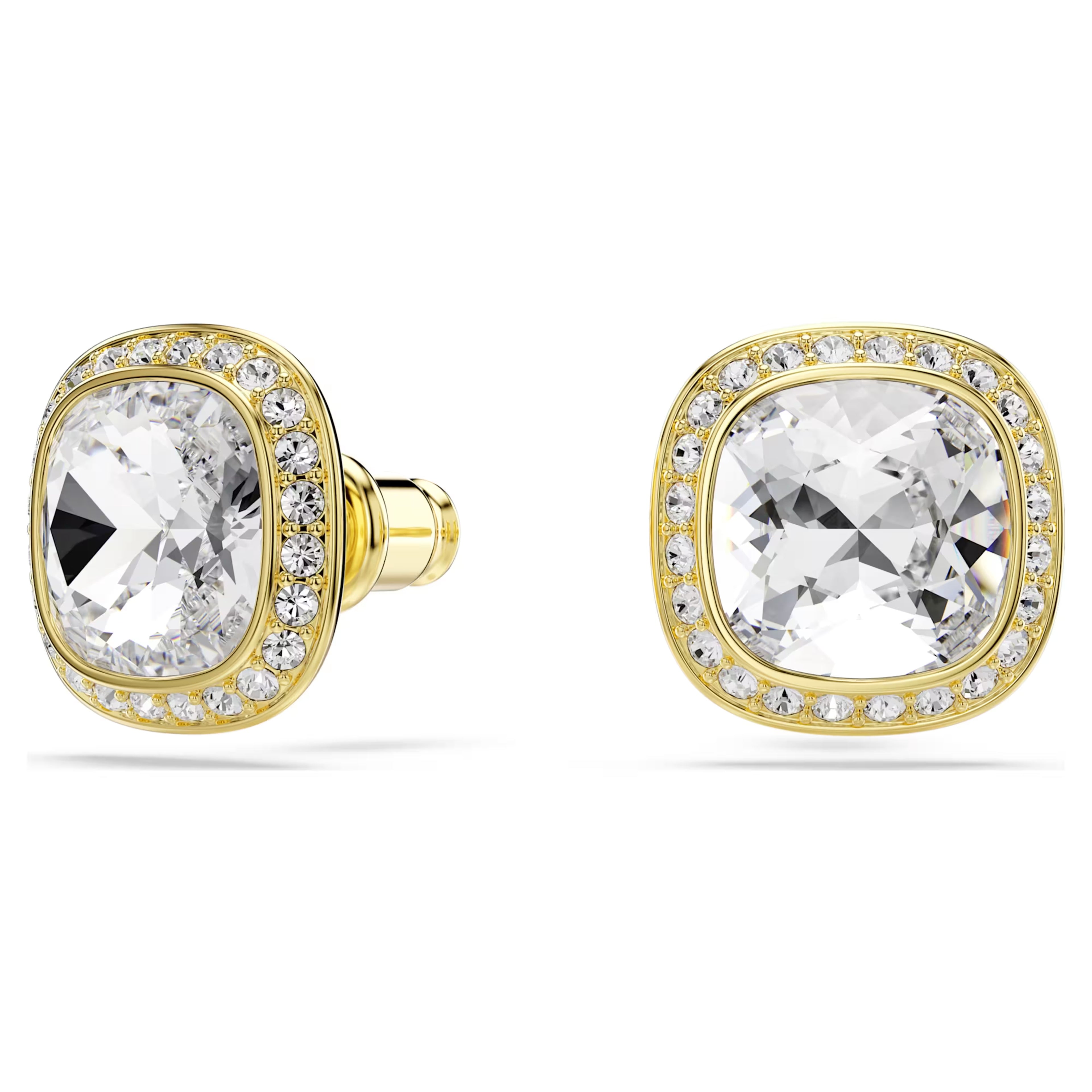 Una Angelic Cushion-Cut Stud Earrings (White, 18K Gold Finish) 5764762