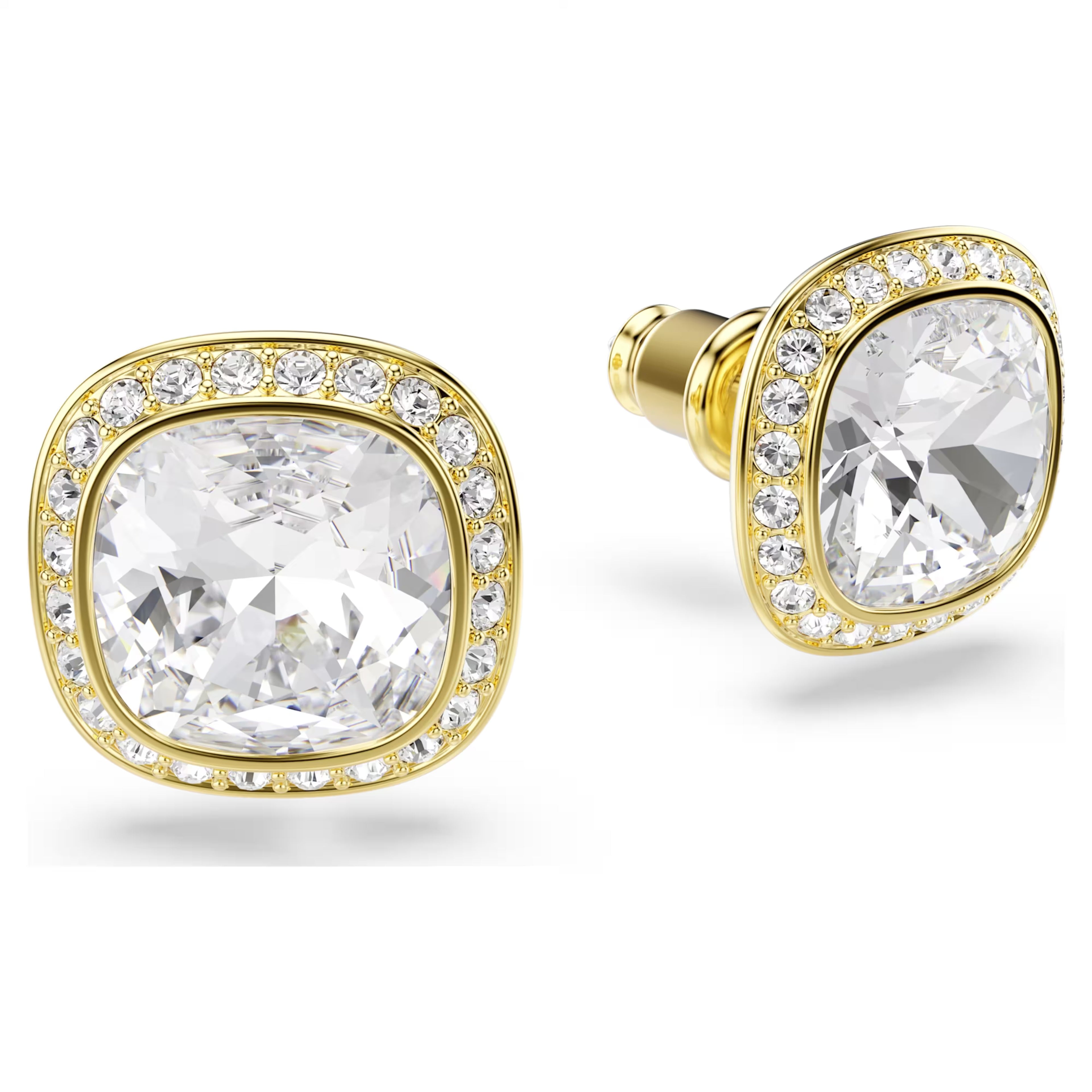 Una Angelic Cushion-Cut Stud Earrings (White, 18K Gold Finish) 5764762