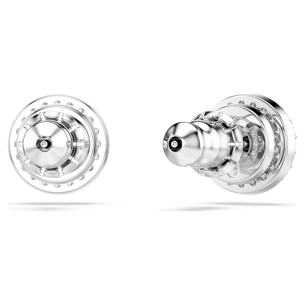 Una Angelic stud earrings Round cut, Pavé, White, Rhodium plated 5636269