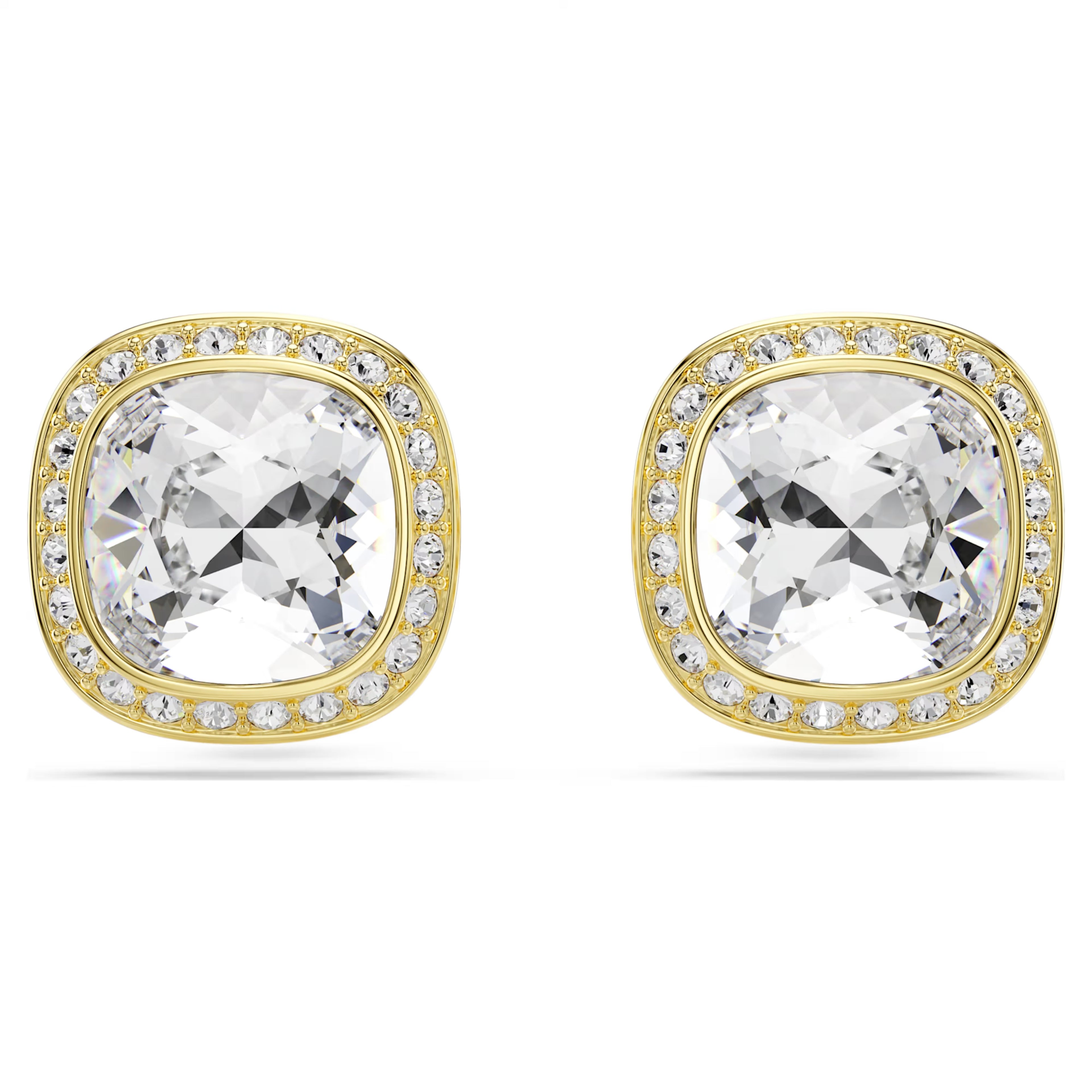 Una Angelic Cushion-Cut Stud Earrings (White, 18K Gold Finish) 5764762