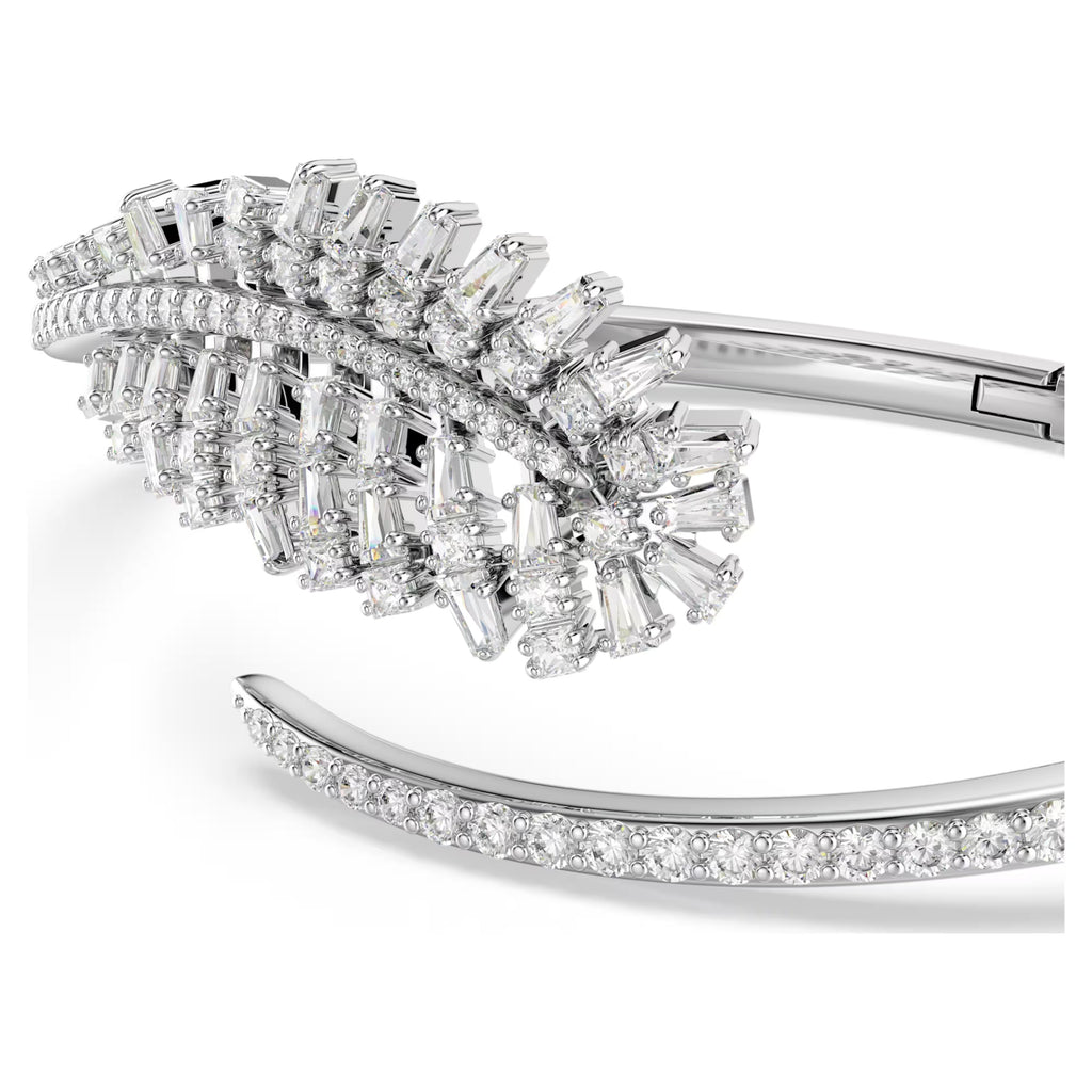 Vienna bangle Mixed cuts, Feather, White, Rhodium plated Size L. 5754273