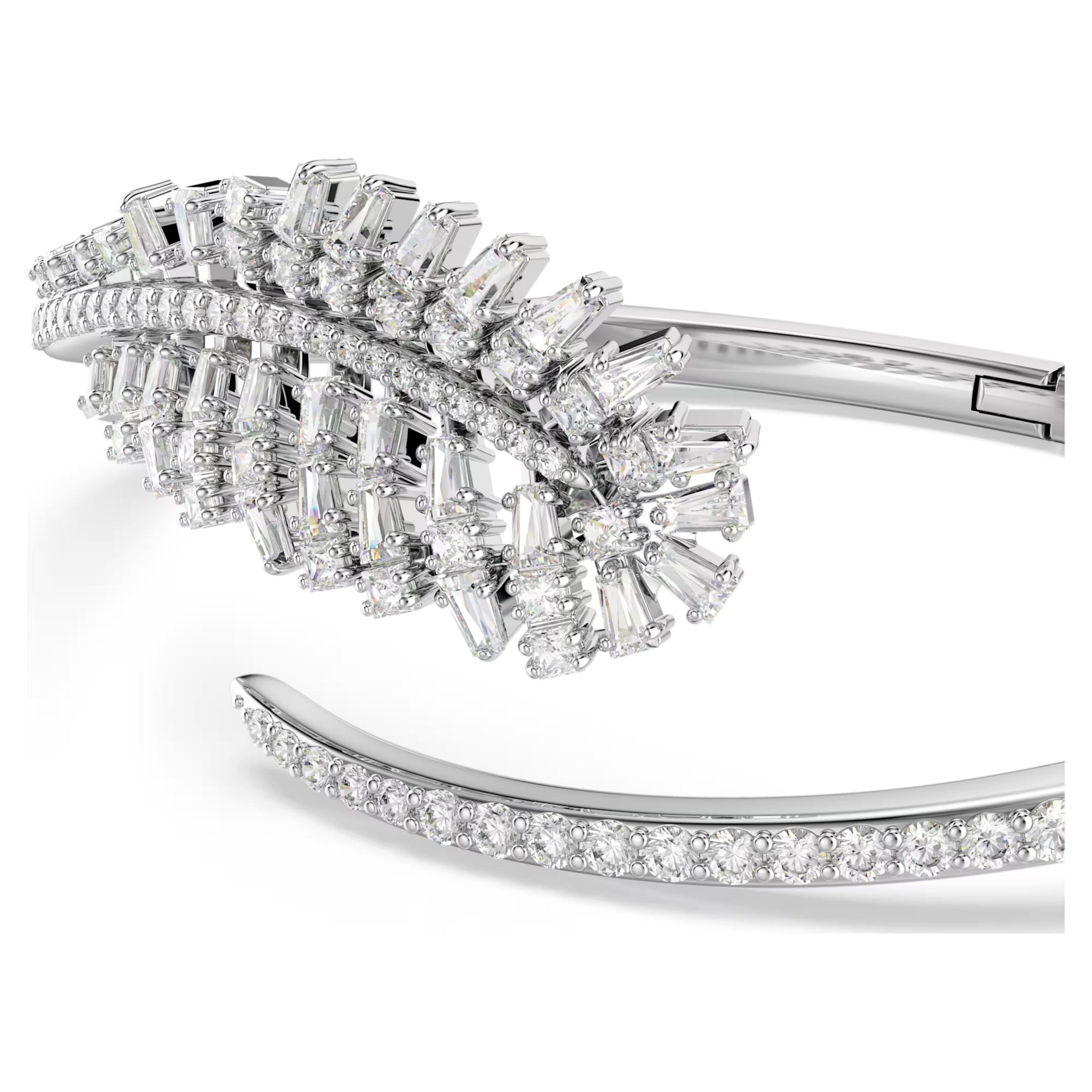 Vienna bangle Mixed cuts, Feather, White, Rhodium plated Size L. 5754273