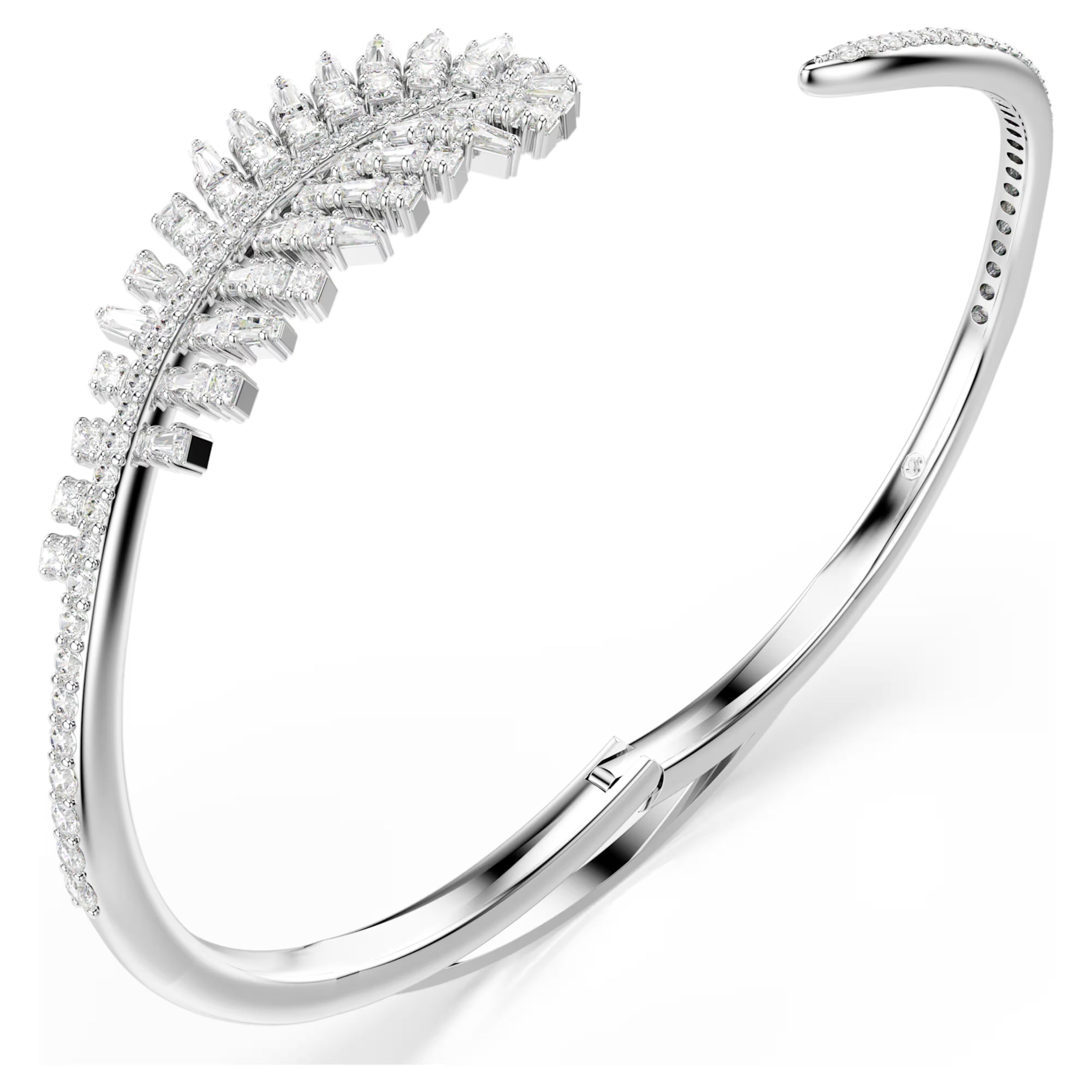Vienna bangle Mixed cuts, Feather, White, Rhodium plated Size L. 5754273
