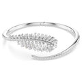 Vienna Feather Open Bangle (Mixed Cuts, White, Rhodium Plated, Size M) 5754275