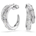 Vienna Hoop Earrings (Mixed Cuts, White, Rhodium Plated) 5749069