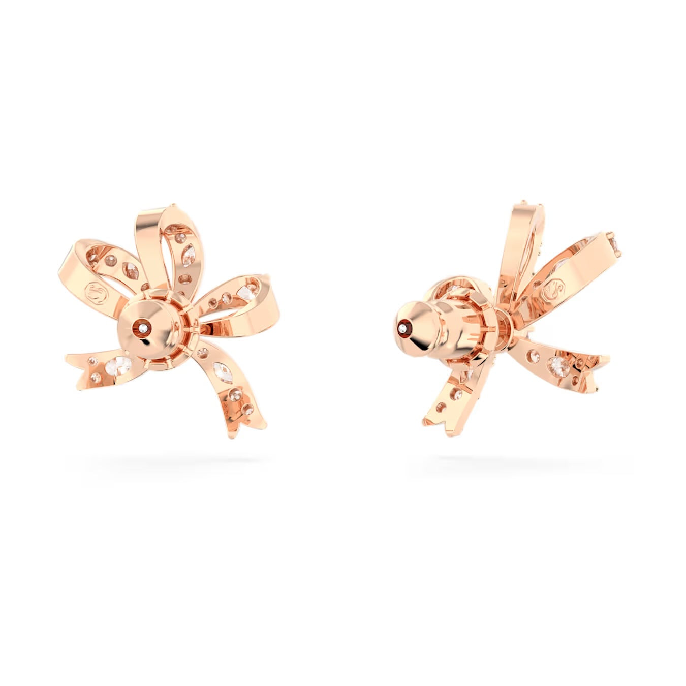 Volta stud earrings Bow, Small, White, Rose gold-tone plated 5647572