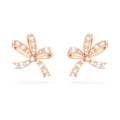 Volta stud earrings Bow, Small, White, Rose gold-tone plated 5647572