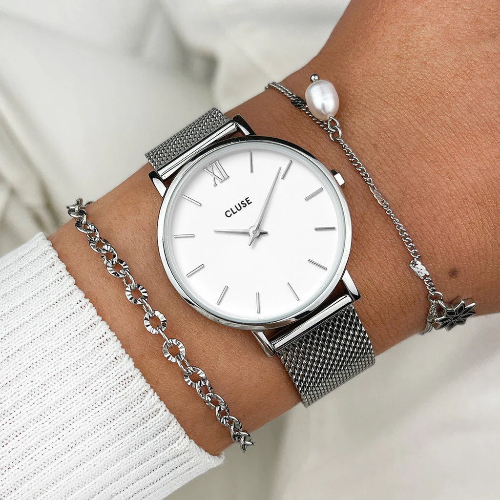 CLUSE Minuit Mesh Silver/White