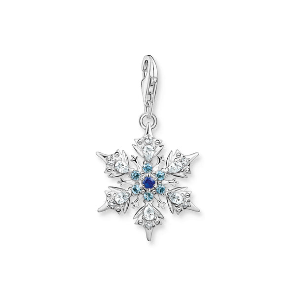 THOMAS SABO Charm pendant snowflake with blue stones silver