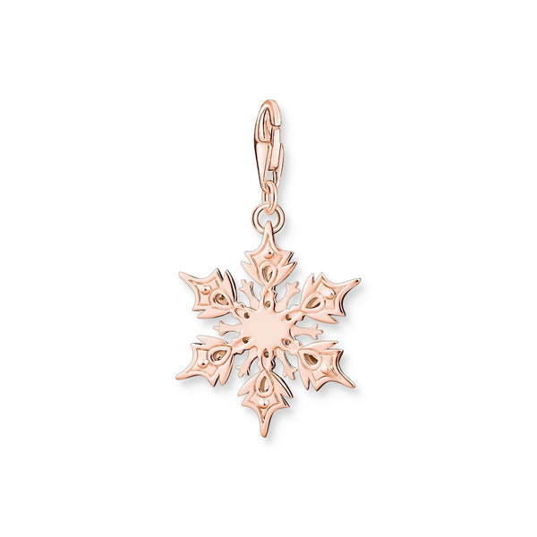 THOMAS SABO Charm pendant snowflake with white stones rose gold