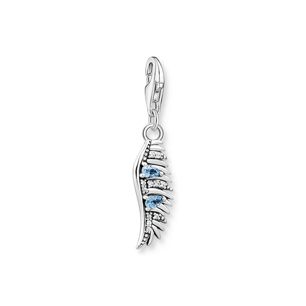 THOMAS SABO Charm pendant phoenix feather with blue stones silver