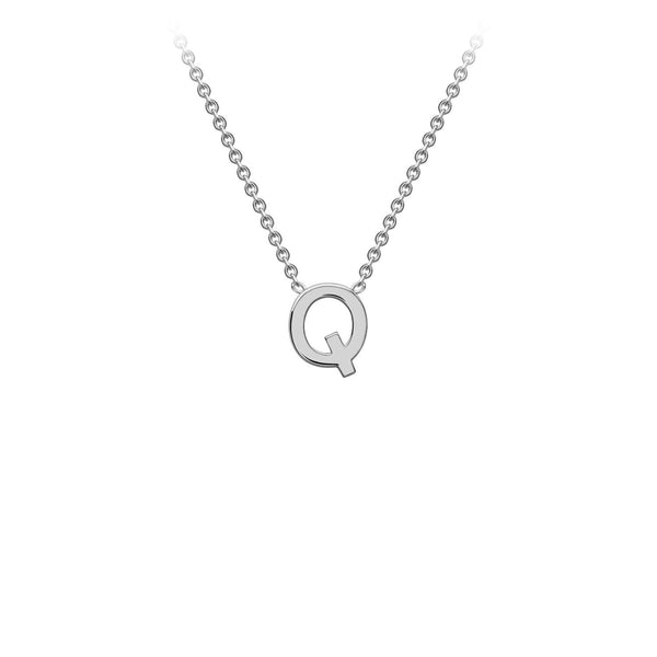 9ct White Gold 'Q' Initial Adjustable Letter Necklace 38/43cm