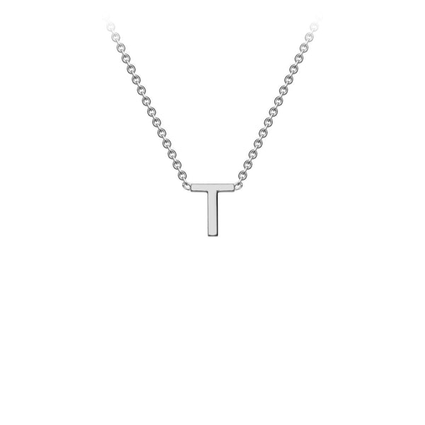 9ct White Gold 'T' Initial Adjustable Letter Necklace 38/43cm