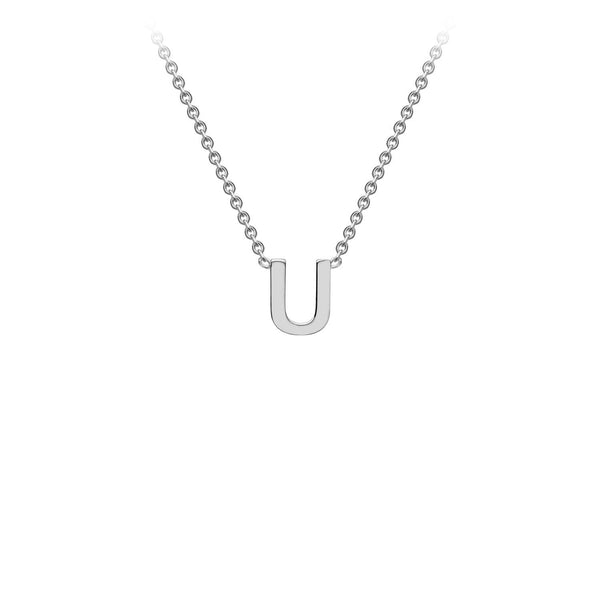 9ct White Gold 'U' Initial Adjustable Letter Necklace 38/43cm