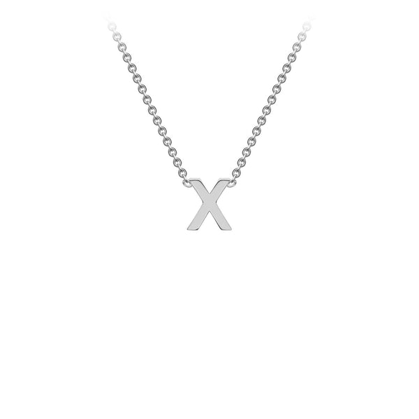 9ct White Gold 'X' Initial Adjustable Letter Necklace 38/43cm