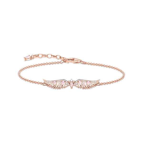 THOMAS SABO Bracelet phoenix wing with pink stones rose gold