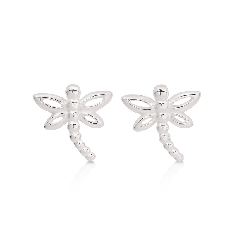 Silver Dragonfly Studs