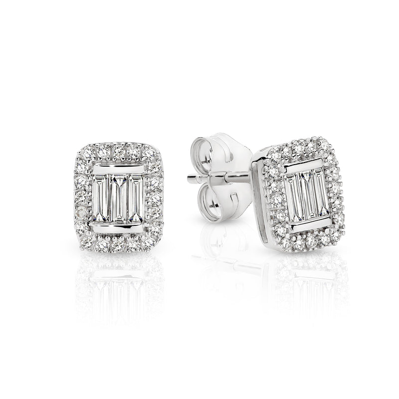 9ct White Gold 0.33ct Diamond Halo Studs