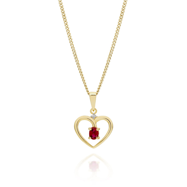 9ct Gold Ruby And Diamond Pendant