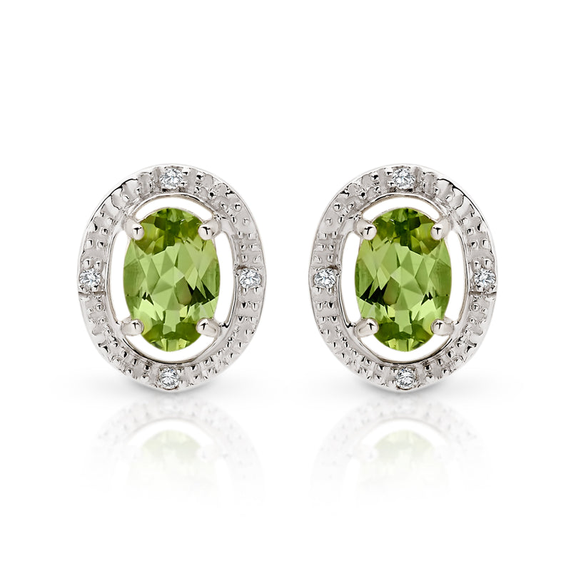 9ct Gold Peridot & Diamond Studs